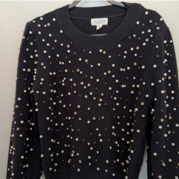 ALLISON new york Rhinestone Charlotte Sweater Black size S - Picture 5 of 7